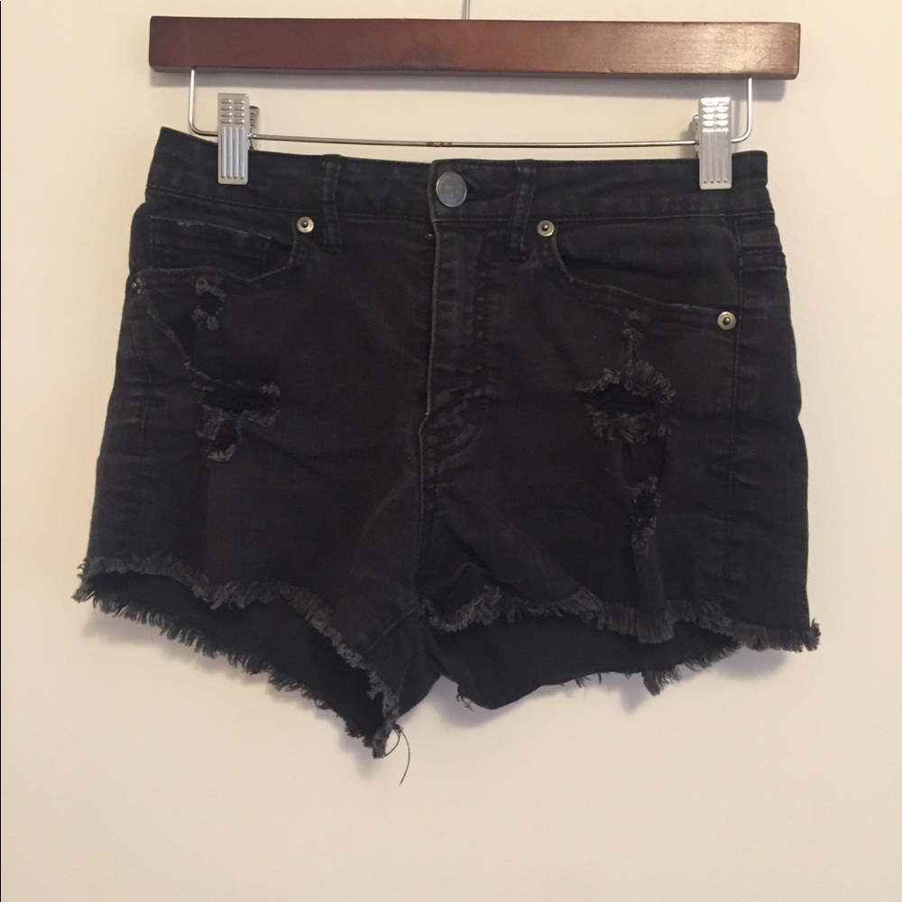 Aeropostale black high rise denim shorts